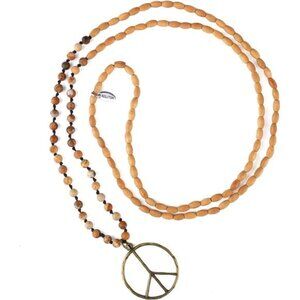 Classic Peace Sign Necklace Love Hippie Pendant Frosted Crystal Beaded Necklace